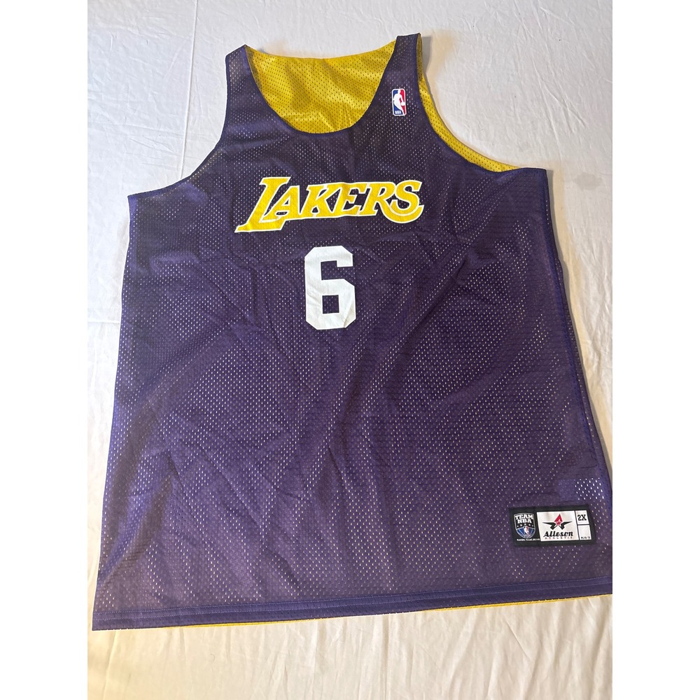 Alleson Athletic Lakers Basketball Jersey Mens 2X Purple Gold Excellent LeBron 6